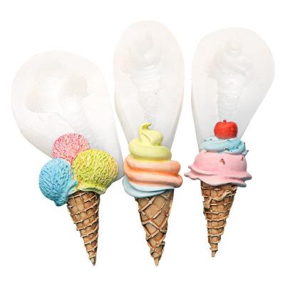 China Viable Candy Clay Chocolate Gumpaste Molds Mini Summer Ice Cream Cone Silicone Mold DIY Baby Birthday Fondant Decor Tools for sale