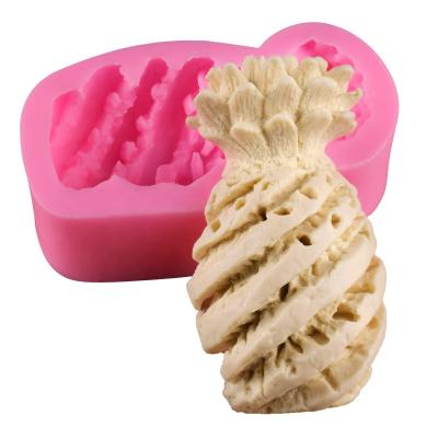 China Sustainable 3D Pineapple Shape Fondant Silicone Mold Cake Decorating Molds Aromatherapy Gypsum Candle Molds for sale