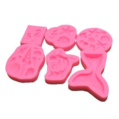 China Viable Ocean Series Silicone Fondant Mold Conch DIY Starfish Cake Decorating Chocolate Candy Mold Epoxy Resin Mold for sale