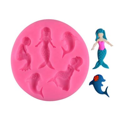 China Ocean Series Mermaid Dolphin Fondant Silicone Mold DIY Chocolate Cake Decorating Molds Resin Clay Mold for sale