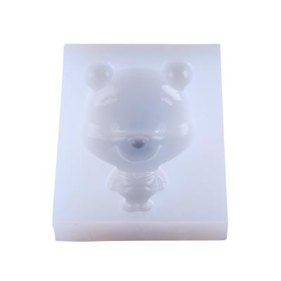 China Mirror Cute Bear Crystal Epoxy Mold Cake Decoration Viable Mold Ultra Light Clay Mold for sale