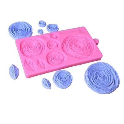 China Large Viable Rose Cake Border Lace Silicone Mold Flower DIY Leaf Fondant Cake Decorating Baking Tools Epoxy Resin Plaster Mold for sale