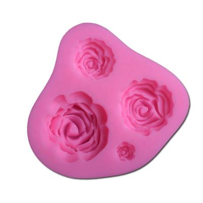 China Viable 3D Rose Flower Cake Silicone Mold Cupcake Fondant Cake Decorating Tools Chocolate Candy Molds Craft Resin Molds for sale