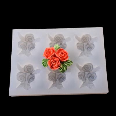 China Viable Silicone Fondant Molds Rose Flower DIY Clay Epoxy Resin Drop Glue Mold For Jewelry Making for sale