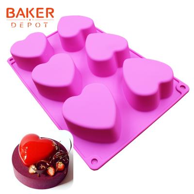 China 6 Holes Silicone Viable Heart Shaped Mold For Chocolate Cake Jelly Pudding Handmade Soap Mold Candy Making for sale