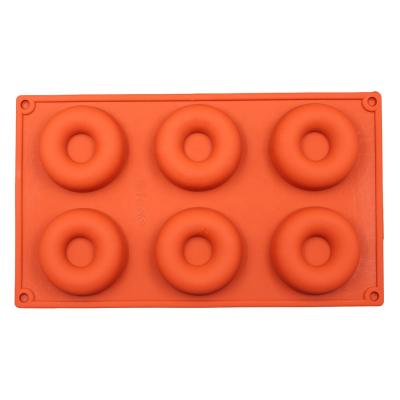 China Viable Silicone Molds For Donut Bun Pudding Cookie Pastry Mold 6 Holes Silicone Donut Baking Mold for sale