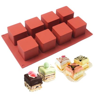 China Viable Square Silicone Mold for Mousse Chocolate Candy Dessert Pudding Diy Cake Baking Molds Hole Diameter: 2 inch for sale