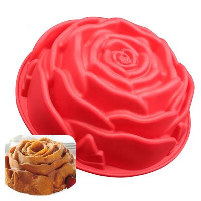 China Viable Silicone Mold for Rose Flower Cake Bread Baking Bakeware Large Birthday Party Cake Mold for sale