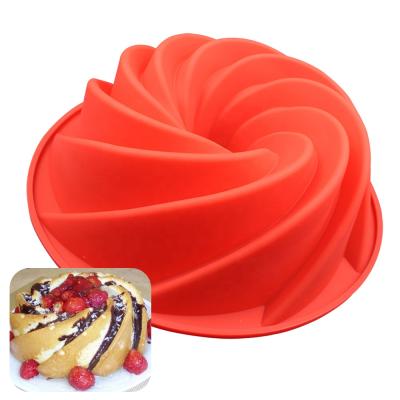 China Large Viable DIY Bakeware Maelstrom Silicone Cake Mold DIY Baking Tool for Birthday Party for sale