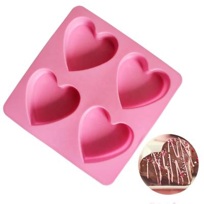 China Viable 4 Cavity Love Heart Shape Soap Mold Silicone Molds For Hand Make Diy Soap Making Cake Decorating Resin Clay Mold for sale