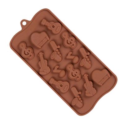 China Musical Instrument Silicone Viable Chocolate Candy Molds 14 Hole Ice Cream Jello Gummy DIY Tool Cake Baking Decoration for sale