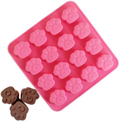 China Viable Cat Paw Silicone Chocolate Mold Jelly Pudding Candy Soap Molds Cake Bakeware Dessert Baking Mold 16 Holes for sale