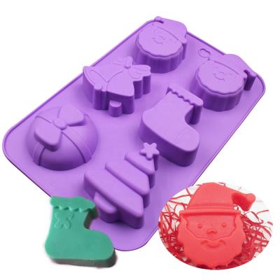 China Sustainable Free Shipping Silicone Mold For Handmade Soap Cupcake Baking DIY Cake Decorating Mold Christmas Tree Man Bell Random Color for sale