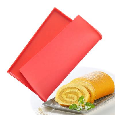 China Sustainable Silicone Mat Baking Tool Kitchen Accessories Tray Sheet Cake Sushi Roll Jelly Roll Pan Baking Log Cake Mat 31*27cm for sale