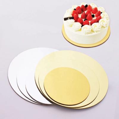 China Disposable Round Wedding Birthday Cake Boards 6 8 10 12 Gold And Silver Card Board Cake Baking Hard Paper Pad Baking Making Tool Dessert for sale