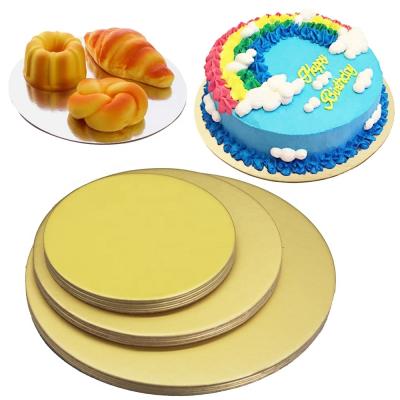 China Disposable Different Size Circle Cardboard Round Mousse Cake Boards Gold And Silver Cupcake Dessert Paper Tray For Wedding Birthday Party for sale