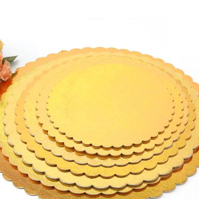 China Disposable 2mm Round Cake Boards Lace Up Decorating Paper Wedding Birthday Party Cake Trays Gold Card Board Bottom Different Size for sale