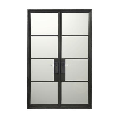 China Modern Design Slim Steel Exterior Custom Double Glass Doors For Entrance for sale