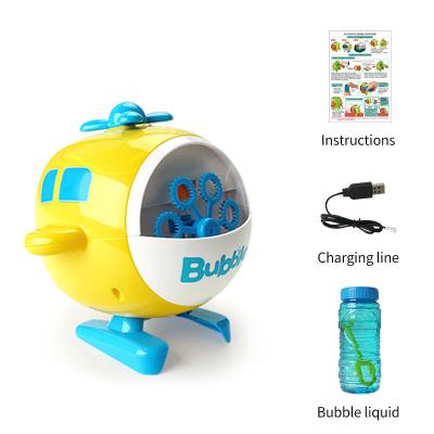 China Plastic Rechargeable Electric Bubble Machine Toy Maker USD Bubble Shape Helicopter Outdoor Toys for sale