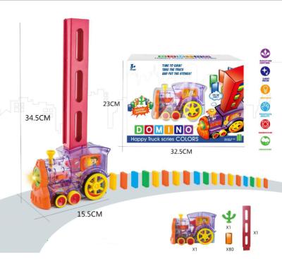 China The best gift for kids electric children's intelligence toys domino educational train with 15.5*11*7CM light and healthy for sale