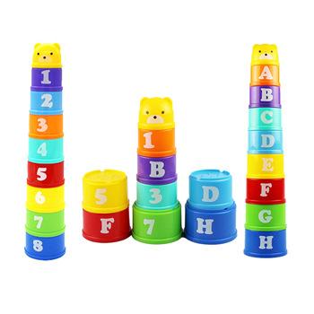 China Building Toy Educational Numbers Letters Folding stack cup tower baby toys Jenpa toy building blocks play for kids for sale