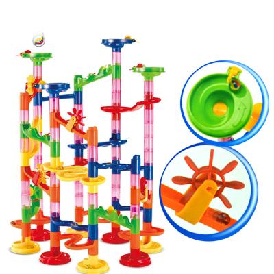 China 105pcs Building Toy Set DIY Building Marble Race Race Track Building Block Maze Ball Roll Toys Kids Games for sale