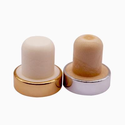 China Non Spill Aluminum Wine Stopper With Metal Cap Red Wine Capsule White Wine Cork for sale