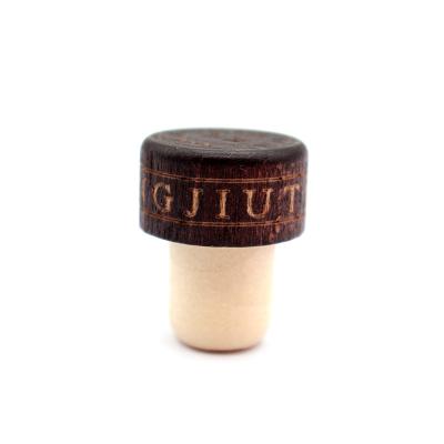 China Bottles Seals Hot Selling Custom Wooden Capsule Oil Stopper Polymer Cap Wine Cork Cap for sale