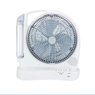 China Portable High Quality Battery Powered Rechargeable Air Cooling Box Fans With Emergency Light for sale