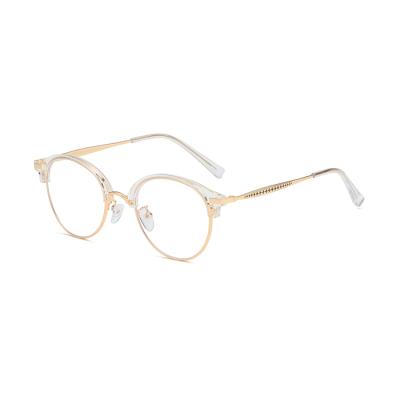 China Fashion Blue Light Blocking Glasses Good Quality Fashion Blue Light Blocking Glasses Women Round Frame Custom Metal Tr90 Retro for sale