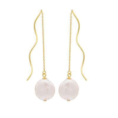 China New Fashion Style High Quality Sterling Silver Freshwater Pearl Drop Earrings Single Wire Earring for sale