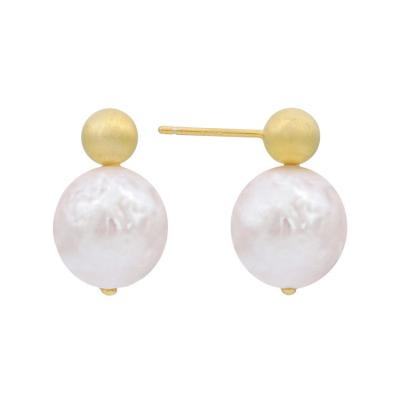 China Professional Fashionable Manufacturer Supply Natural Freshwater Pearl Silver Stud Earrings For Elegant Ladies for sale