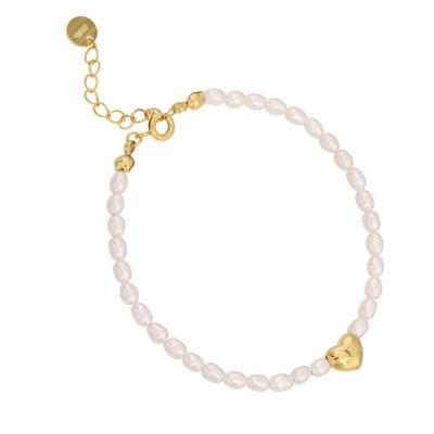 China TRENDY Fashion Design Hot Sales Jewelry S925 Pearl Heart Shaped Silver Freshwater Pearl Bracelet for sale