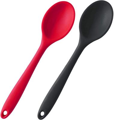 China Durable DH Heat Resistant Stick Nonstick Kitchen Non Sprinkle Spoon Silicone Mixing Spoon Spoon for sale