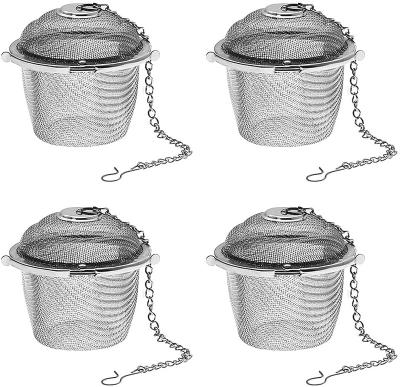 China Suitable Stainless Steel Mesh Tea Strainer Filters , Reusable Loose Leaf Tea Infusers With Extended Chain Hook for sale