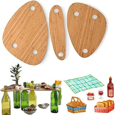 China Europe Wine Bottle Topper Serving Tray Wooden Cocktail Board Snack Cheese Rack Tray for Backyard Camping Garden Travel for sale