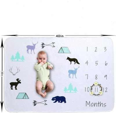 China PORTABLE Baby Blanket Cute Soft Cotton Baby Milestone Monthly Blankets For Newborn Boy And Girl Growth Photo For Baby for sale