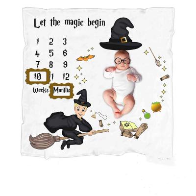 China PORTABLE Newborn Monthly Nursery or Bedroom Decor Milestone Blanket Witches Boy and Girl Photo Prop Blanket Magician Little Baby Blanket for sale