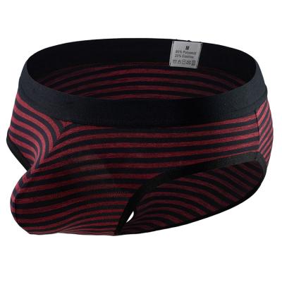 China Men's Breathable Sexy Underwear Striped Briefs Bulge Elastic Brief Homme Comfortable Cueca Tanga Rise Pouch Panties Bottom for sale