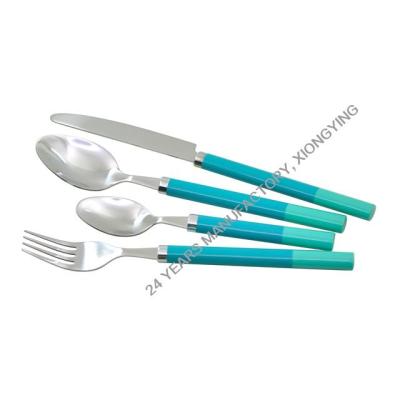 China Sustainable Camping Tableware Dinner Flatware Sets Personalized Stainless Steel Handle Plastic Cutlery For Wedding for sale