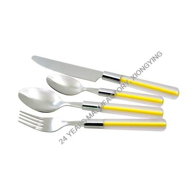 China Viable Wholesale Plastic Handle Spoon Fork Knife Teaspoon Flat Tableware For Restaurant For Party for sale