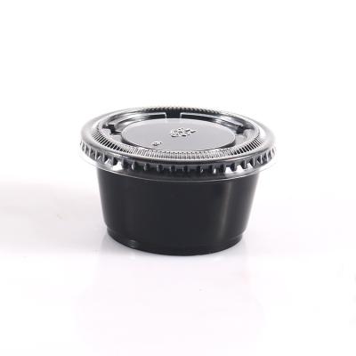 China 2oz Daily Black PP Plastic Disposable Party Soufflé Cup With Lids , 60ml Sauce Cup for sale