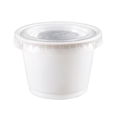 China 1oz Daily Disposable White Plastic Cup Sauce Cup Mini Dessert Cup With Lid Takeout Cup for sale