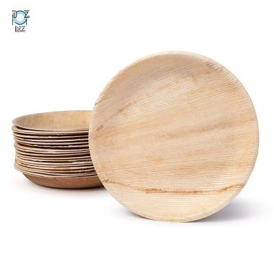 China Disposable Craft Disposable Bamboo Palm Leaf Bamboo Dishes For Food Areca Palm Leaf Dishes for sale