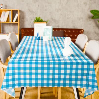 China China Manufacture Waterproof PE Custom Design Plaid Waterproof Wedding Party Disposable Plastic Table Cloth for sale