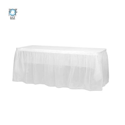 China Navy Blue Waterproof Washable Easily Cleaned Plastic Table Skirts for sale