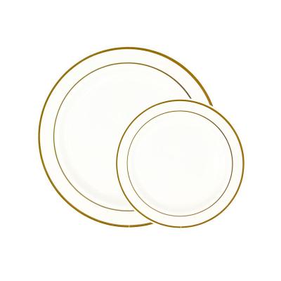 China Disposable Waterproof Premium Gold Charger Silver Printing Disposable Plastic Dishes for sale