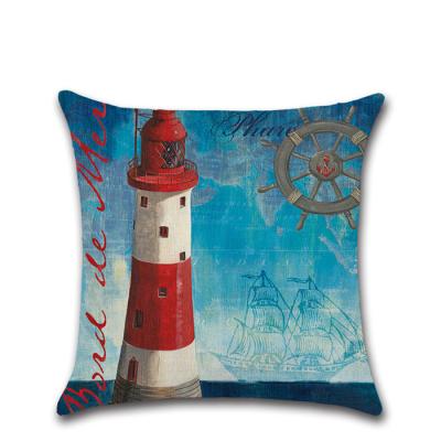 China Marine Life Lighthouse Cushion Cover Sailboat Ocean Beach Non-Toxic Pillow Cover Nautical Square Pillow Case for sale