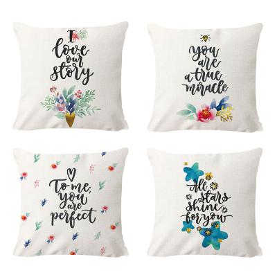 China Non-Toxic Black Letters With Flowers Farmhouse Quote Pillow Cover for sale