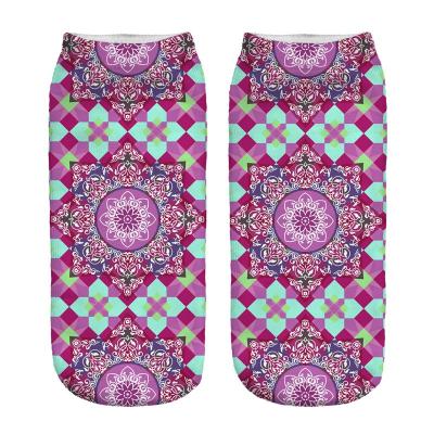 China Large 2021 Viable Adults Size Custom Digital Printing Cotton Mandala Socks for sale